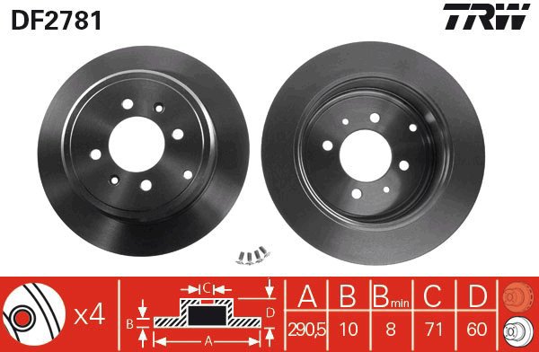 TRW Brake disc DF2781, set of 2 - Brake Disc