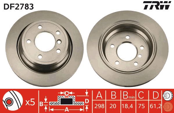 TRW Brake disc DF2783, set of 2 - Brake Disc