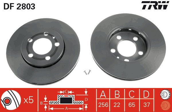 TRW Brake disc DF2803, set of 2 - Brake Disc