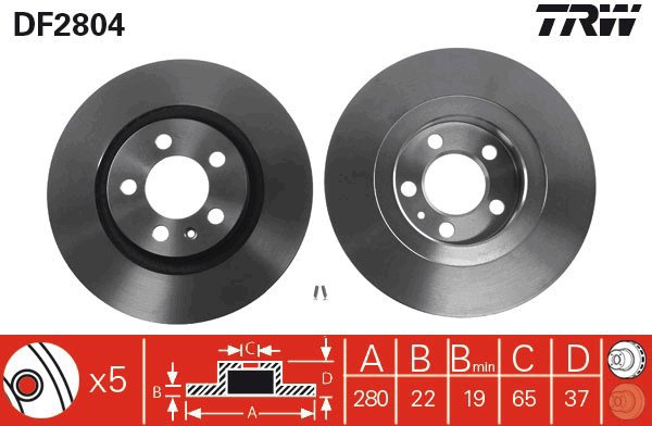 TRW Brake disc DF2804, set of 2 - Brake Disc