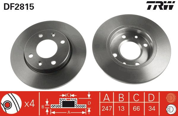 TRW Brake disc DF2815, set of 2 - Brake Disc