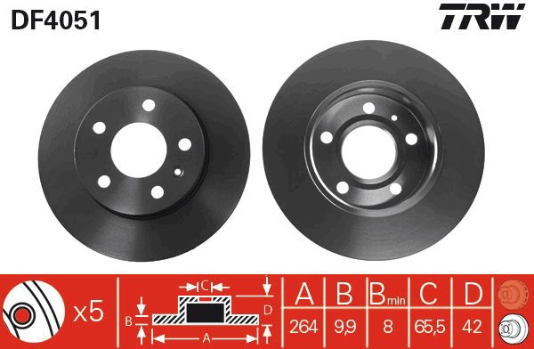 TRW Brake disc DF4051, set of 2 - Brake Disc