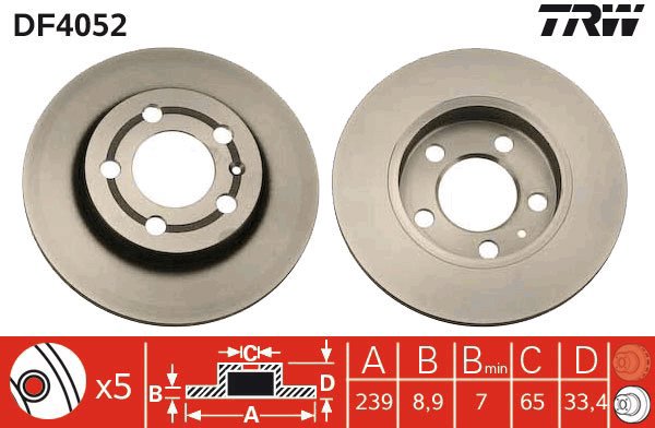TRW Brake disc DF4052, set of 2 - Brake Disc