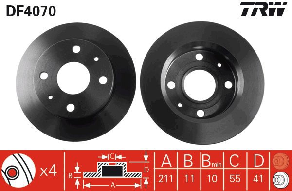 TRW Brake disc DF4070, set of 2 - Brake Disc