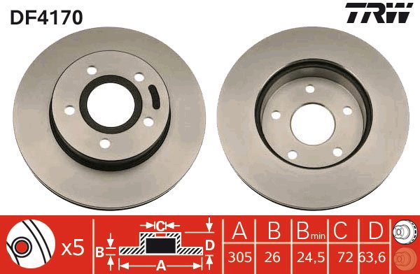 TRW Brake disc DF4170, set of 2 - Brake Disc
