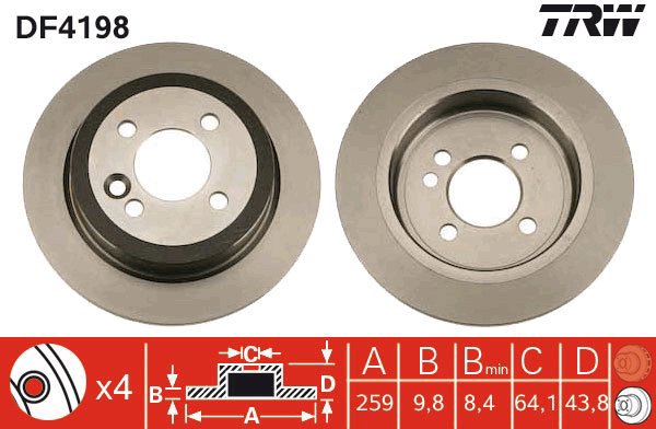 TRW Brake disc DF4198, set of 2 - Brake Disc