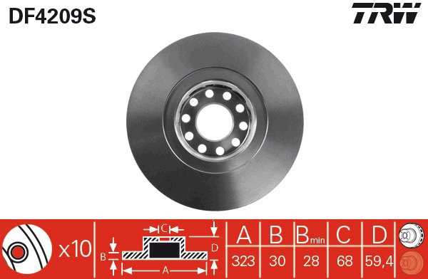 TRW Brake disc DF4209S, set of 2 - Brake Disc