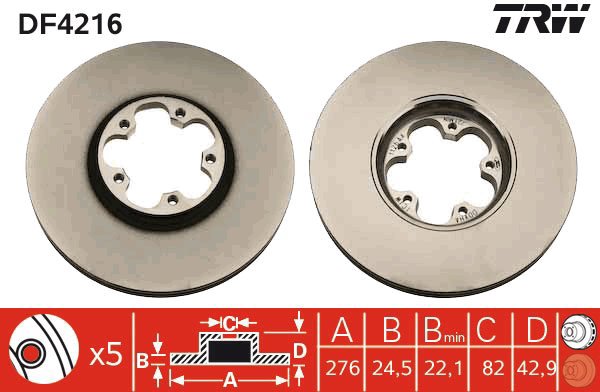 TRW Brake disc DF4216, set of 2 - Brake Disc