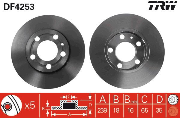 TRW Brake disc DF4253, set of 2 - Brake Disc