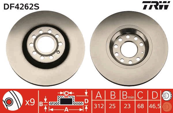 TRW Brake Disc DF4262S, set of 2 - Brake Disc