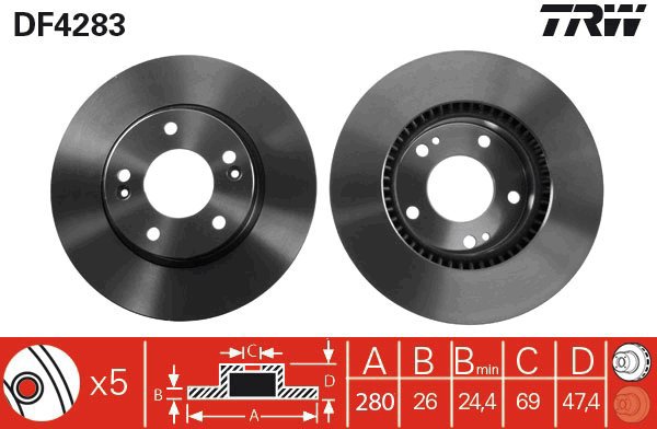 TRW Brake disc DF4283, set of 2 - Brake Disc