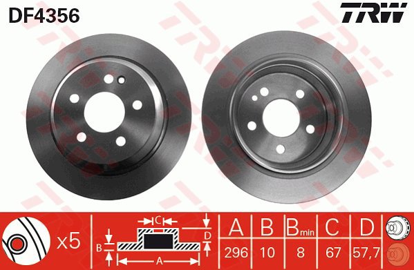 TRW Brake disc DF4356, set of 2 - Brake Disc