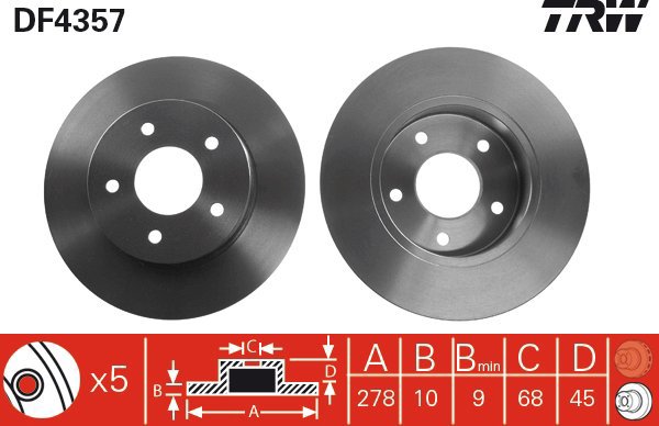 TRW Brake disc DF4357, set of 2 - Brake Disc
