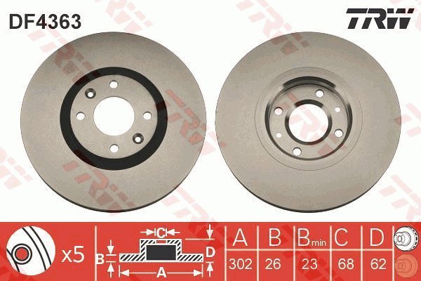 TRW Brake disc DF4363, set of 2 - Brake Disc