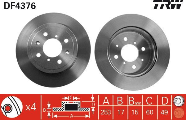 TRW Brake disc DF4376, set of 2 - Brake Disc
