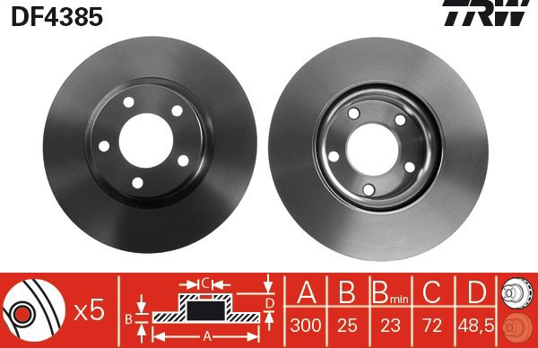 TRW Brake disc DF4385, set of 2 - Brake Disc