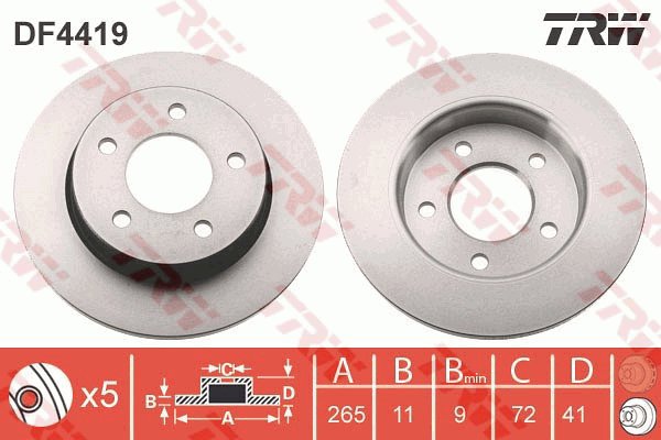 TRW Brake disc DF4419, set of 2 - Brake Disc
