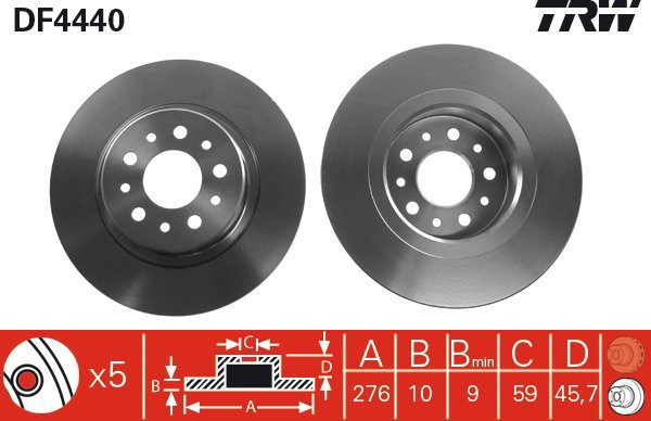 TRW Brake disc DF4440, set of 2 - Brake Disc