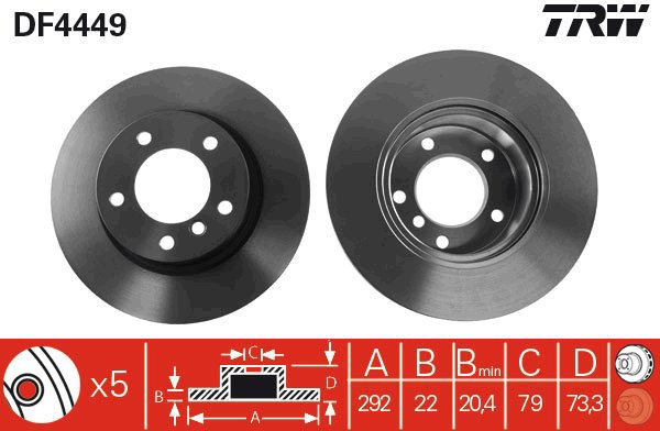 TRW Brake disc DF4449, set of 2 - Brake Disc