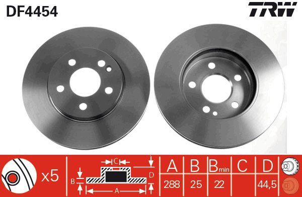 TRW Brake disc DF4454, set of 2 - Brake Disc