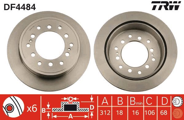 TRW Brake disc DF4484, set of 2 - Brake Disc