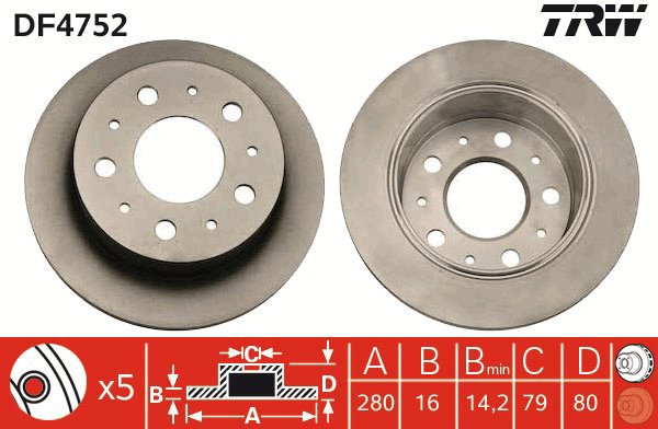 TRW Brake disc DF4752, set of 2 - Brake Disc