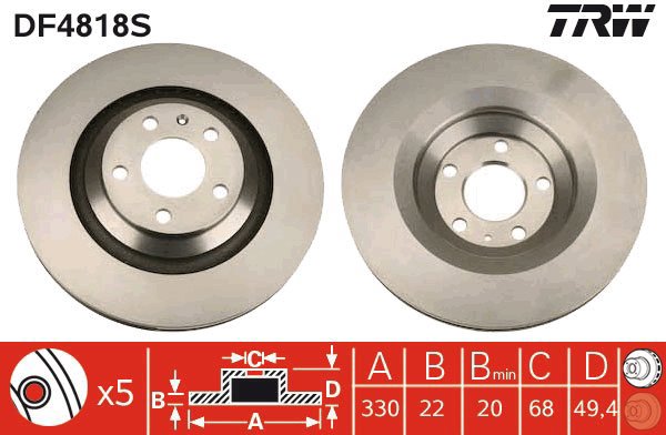TRW Brake Disc DF4818S, set of 2 - Brake Disc