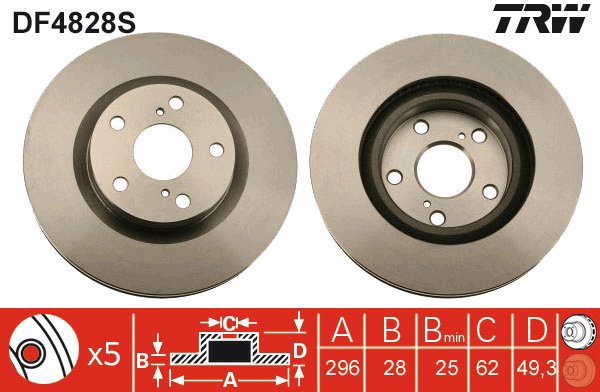 TRW Brake Disc DF4828S, set of 2 - Brake Disc