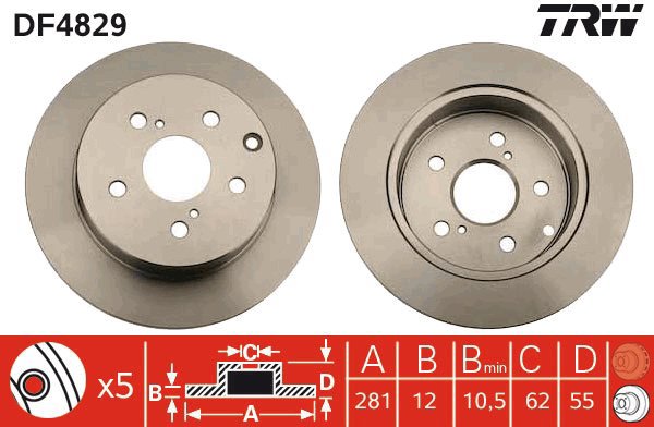 TRW Brake disc DF4829, set of 2 - Brake Disc