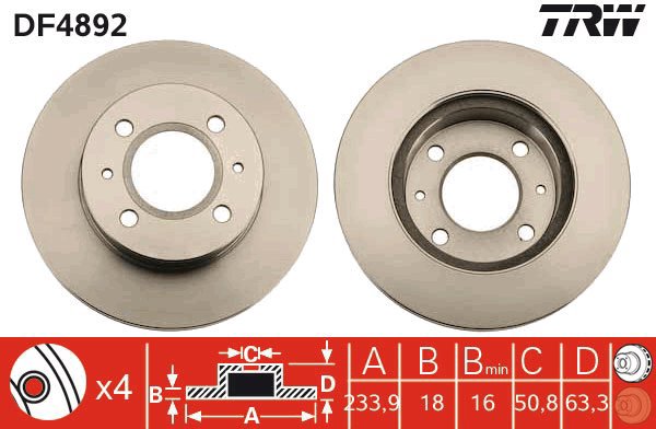 TRW Brake disc DF4892, set of 2 - Brake Disc