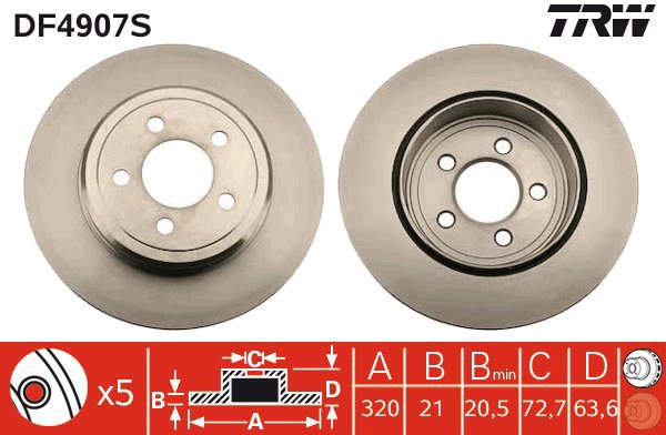 TRW Brake disc DF4907S, set of 2 - Brake Disc
