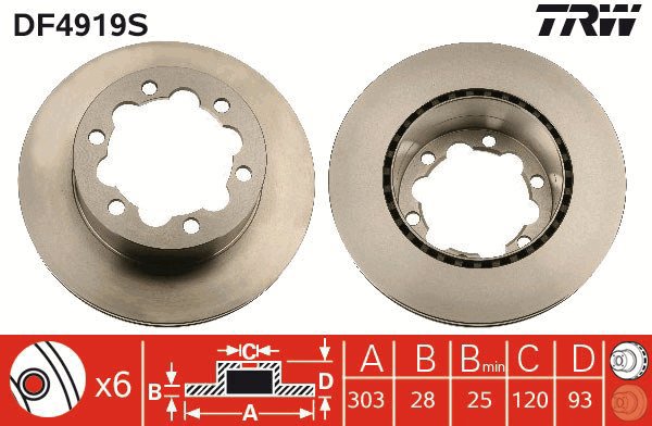 TRW Brake Disc DF4919S, set of 2 - Brake Disc
