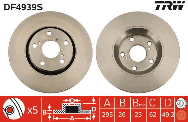 TRW Brake Disc DF4939S, set of 2 - Brake Disc