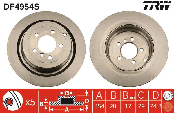 TRW Brake Disc DF4954S, set of 2 - Brake Disc