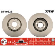 TRW Brake Disc DF4962S, set of 2 - Brake Disc