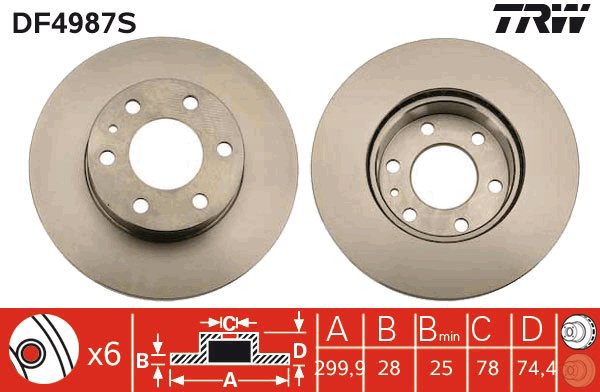 TRW Brake Disc DF4987S, set of 2 - Brake Disc