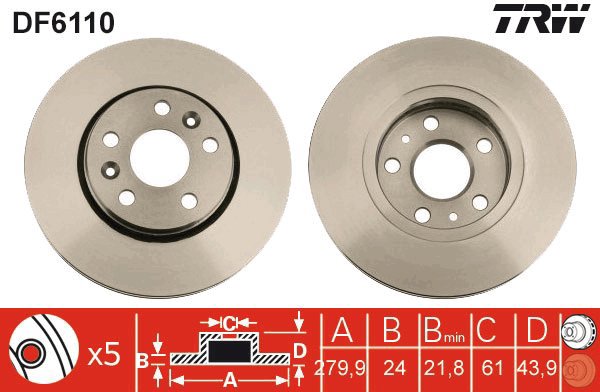TRW Brake disc DF6110, set of 2 - Brake Disc