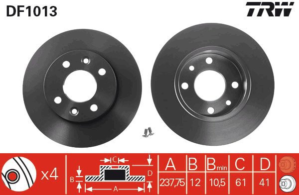 TRW Brake disc DF1013, set of 2 - Brake Disc