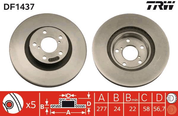 TRW Brake disc DF1437, set of 2 - Brake Disc