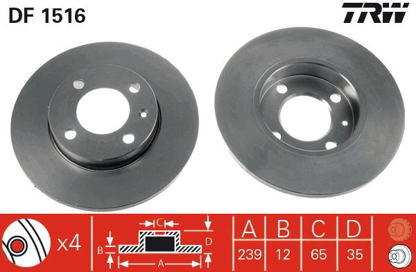 TRW Brake disc DF1516, set of 2 - Brake Disc