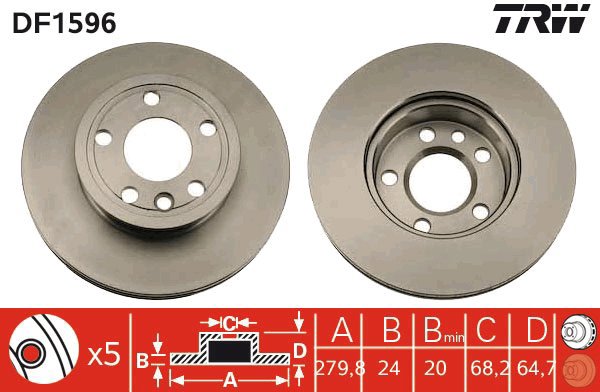 TRW Brake disc DF1596, set of 2 - Brake Disc