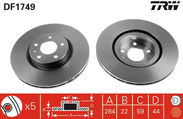 TRW Brake disc DF1749, set of 2 - Brake Disc