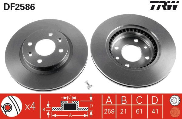 TRW Brake disc DF2586, set of 2 - Brake Disc