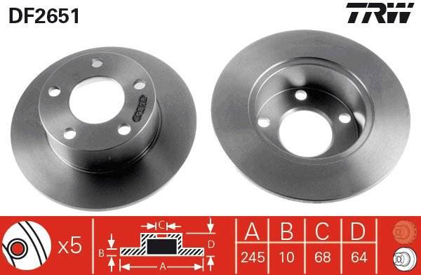 TRW Brake disc DF2651, set of 2 - Brake Disc