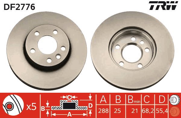 TRW Brake disc DF2776, set of 2 - Brake Disc