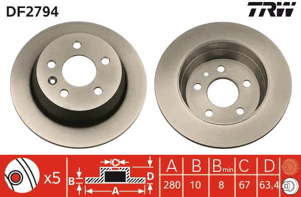 TRW Brake disc DF2794, set of 2 - Brake Disc