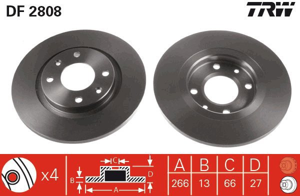 TRW Brake disc DF2808, set of 2 - Brake Disc