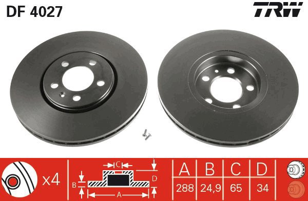 TRW Brake disc DF4027, set of 2 - Brake Disc