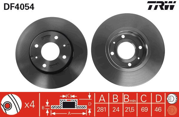 TRW Brake disc DF4054, set of 2 - Brake Disc