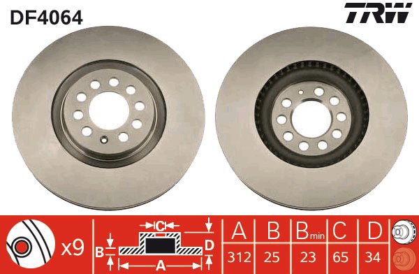 TRW Brake disc DF4064, set of 2 - Brake Disc